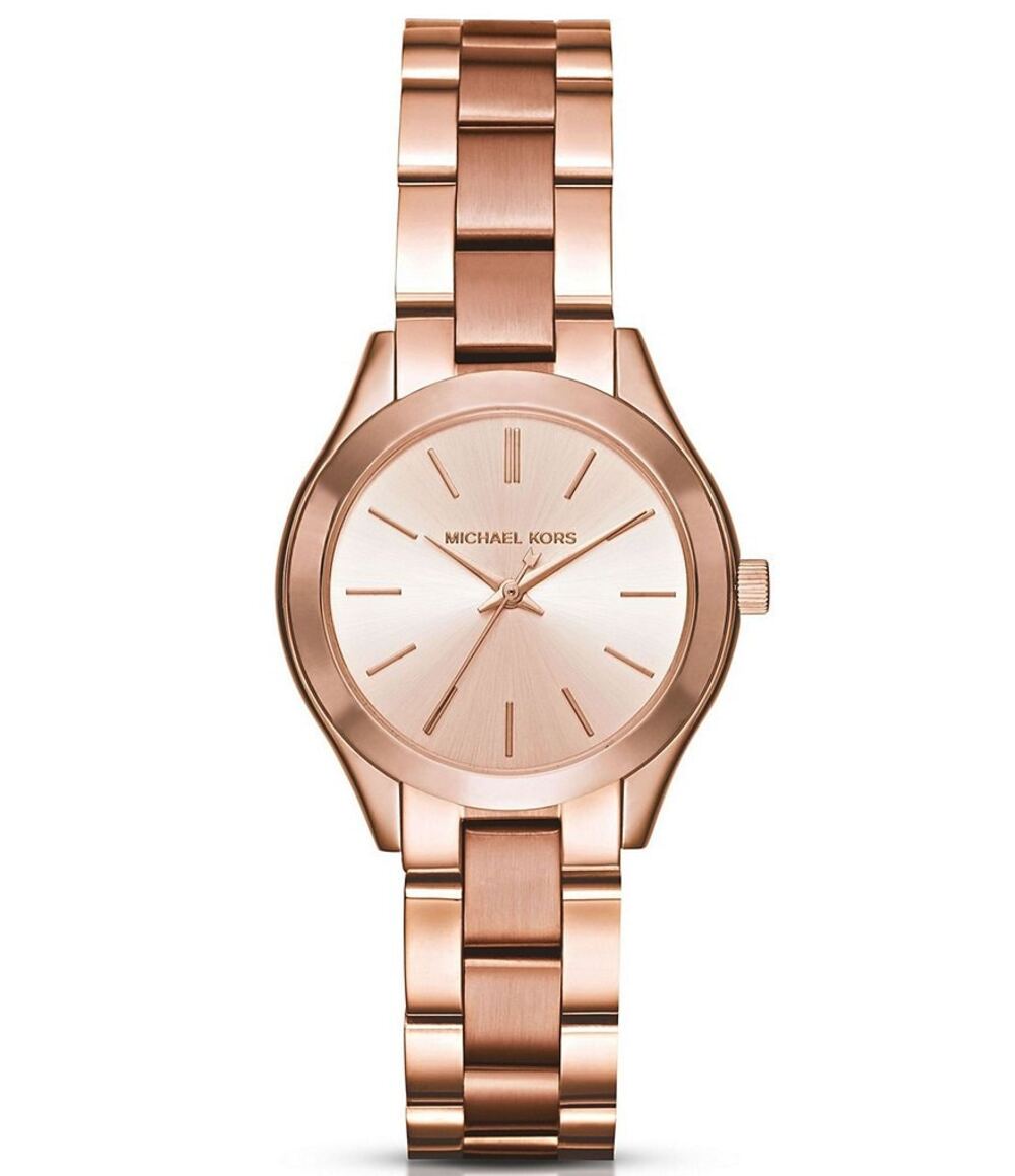 Brand New Michael Kors Mini Slim Runway Rose Gold-Tone Three-Hand Watch - IN BOX